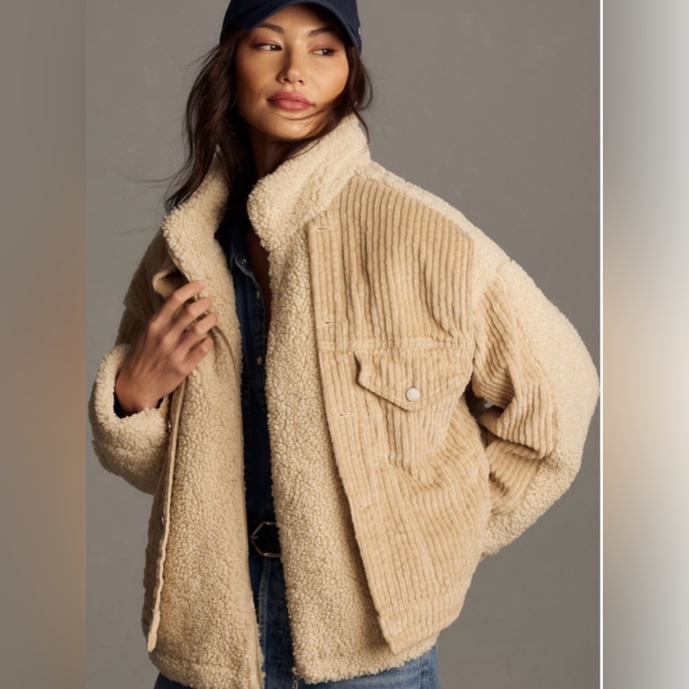 Blank NYC Cream Teddy Jacket Oversized Fit